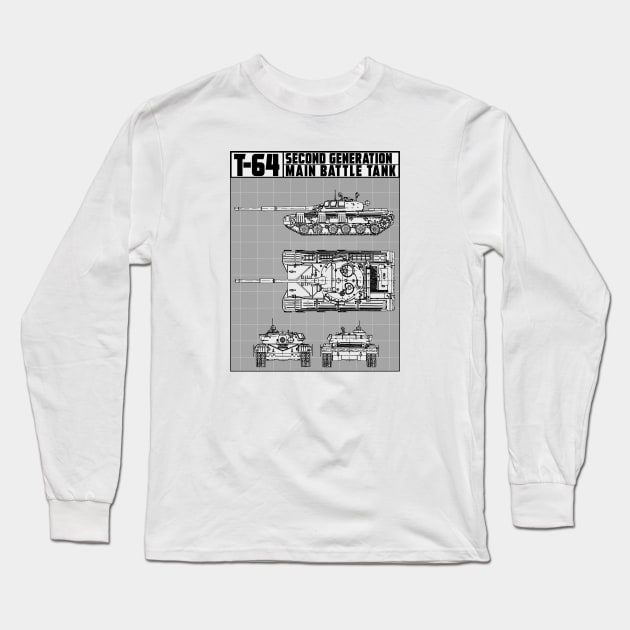 T-64 TANK SCHEMATIC Long Sleeve T-Shirt by theanomalius_merch